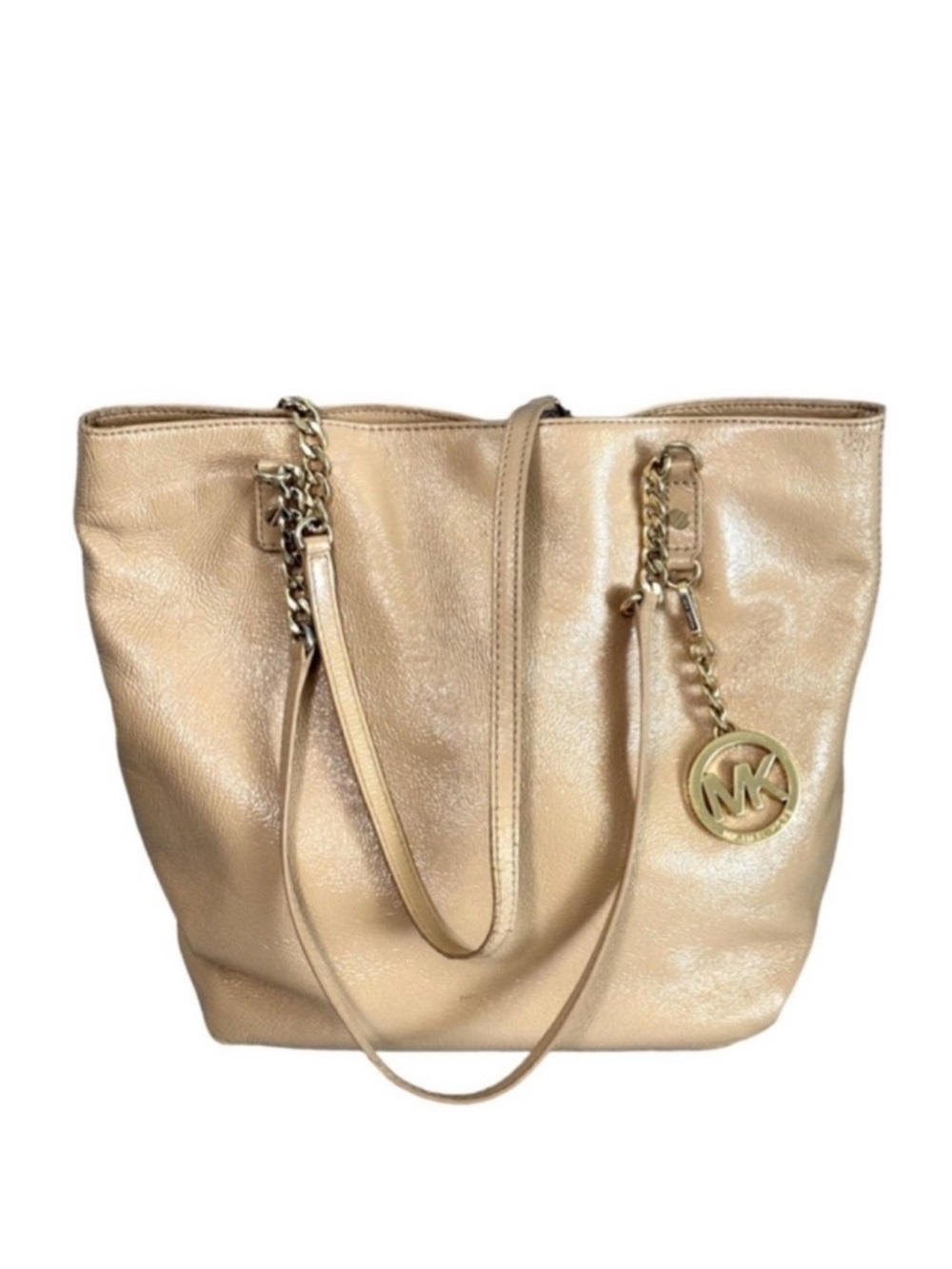 Michael Kors Jet Set Chain Tote Bag Tan Beige Gold